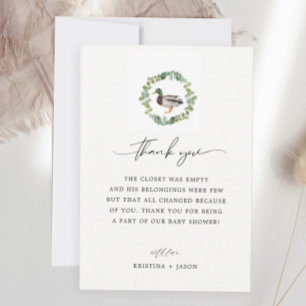 Baby shower van de Mallard Duck Bedankkaart