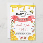 Baby shower van de moderne gele honingroe wilde bi kaart (Voorkant)