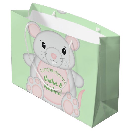 Baby shower van de muis groot cadeauzakje (Achterkant Gekanteld)