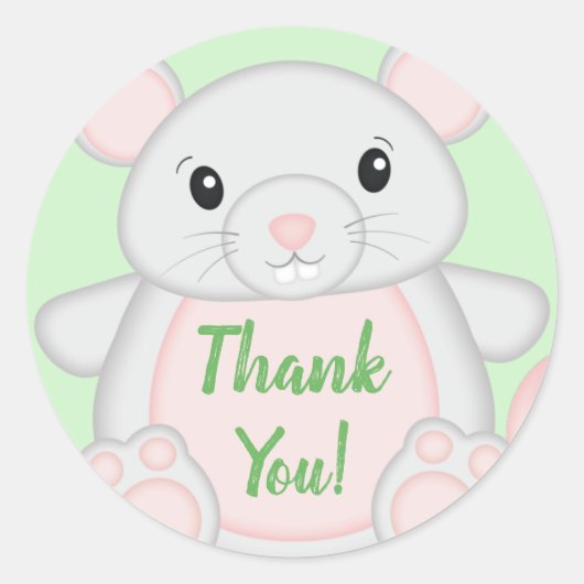 Baby shower van de muis ronde sticker (Voorkant)