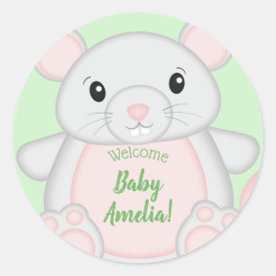 Baby shower van de muis ronde sticker