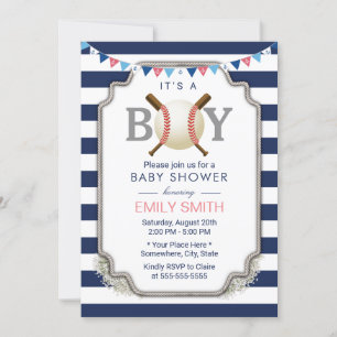 Baby shower van de Nautical Navy Stripes Kaart