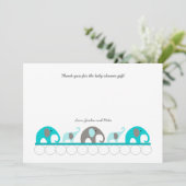 Baby shower van de olifant Turquoise - dank u Bedankkaart (Staand voorkant)