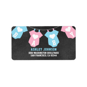 Baby shower van de partij Chalkboard GENDER REVEAL Etiket
