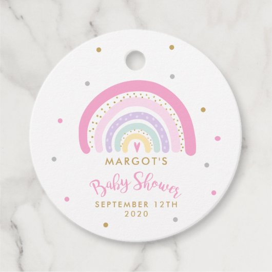 Baby shower van de pasteelregenboog bedankjes labels (Voorkant)