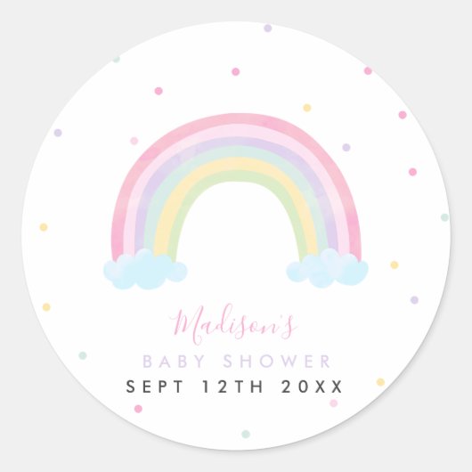 Baby shower van de pasteelregenboog ronde sticker (Voorkant)