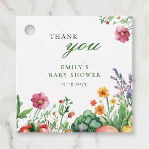 Baby shower van de plaatselijke landbouwmarkt bedankjes labels