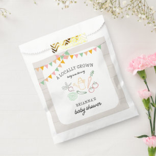 Baby shower van de plaatselijke landbouwmarkt bedankzakje