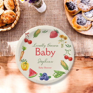 Baby shower van de plaatselijke landbouwmarkt papieren bordje