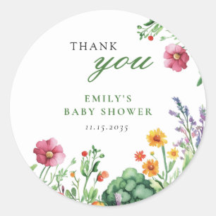Baby shower van de plaatselijke landbouwmarkt ronde sticker