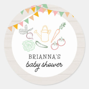 Baby shower van de plaatselijke landbouwmarkt ronde sticker