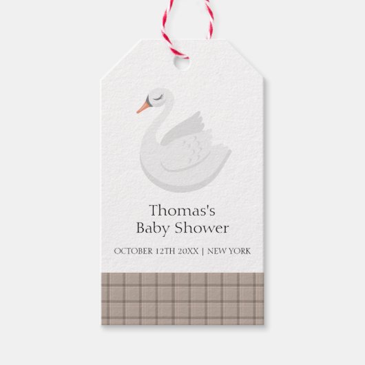 Baby shower van de Plaid Gingham Boy Cadeaulabel (Voorkant)