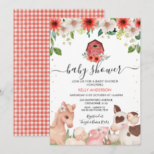 Baby shower van de rode, platte veeteelt kaart