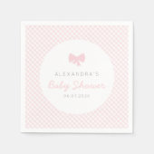 Baby shower van de roze boog van Gingham Servet (Voorkant)
