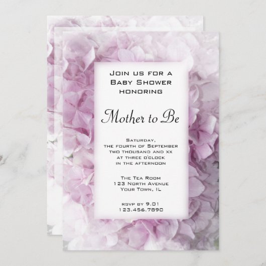 Baby shower van de Roze Hydrangea Flowers Kaart (Voorkant / Achterkant)