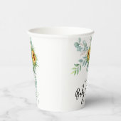 Baby shower van de Rustige zonnebloem Eucalyptus G Papieren Bekers (Rechts)