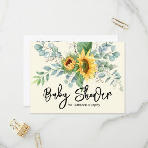 Baby shower van de Rustige zonnebloem Eucalyptus G Uitnodiging Briefkaart
