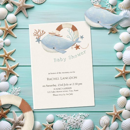 Baby shower van de schattige walvis kaart