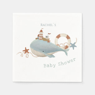 Baby shower van de schattige walvis servet