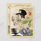 Baby shower van de Tea Party van de Mad Hattter Kaart (Voorkant / Achterkant)