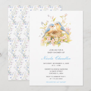 Baby shower van de voorjaarsvogels kaart