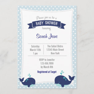 Baby shower van de walviszee kaart