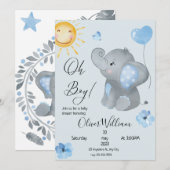 Baby shower van de Waterverf van de jongen Kaart (Voorkant / Achterkant)