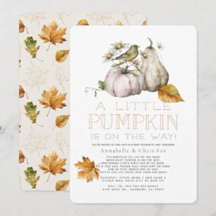 Baby shower van de Waterverf van de vogelpompoen v Kaart