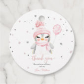 Baby shower van de winterpinguïn bedankjes labels (Voorkant)