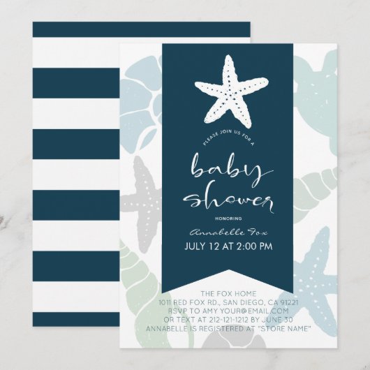 Baby shower van de zeescheepvaart kaart (Voorkant / Achterkant)