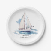 Baby shower van de zeilboot papieren bordje (Voorkant)