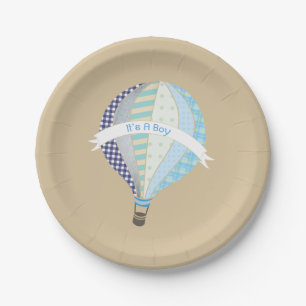 Baby shower van een luchtballonjongen papieren bordje