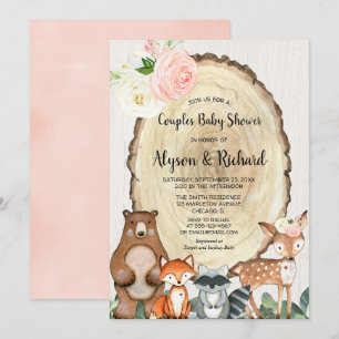 Baby shower van een meisje met roze bossen kaart