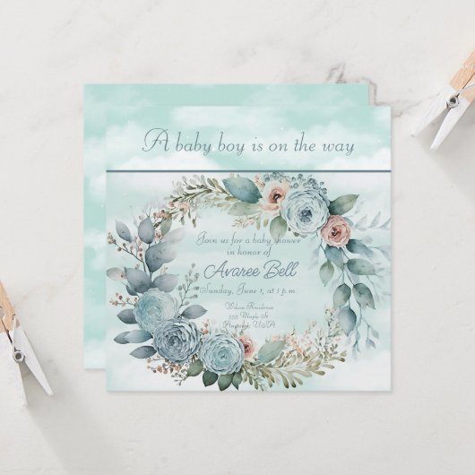 Baby shower van een mooie jongen (Voorkant / Achterkant in situ)