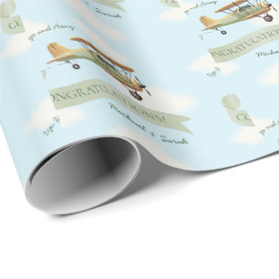 Baby shower van een vliegtuig Cadeaupapier