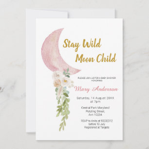 Baby shower van Floral en Blush Pink Moon Kaart