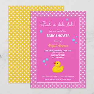 Baby shower van gele en roze duck Polka Dots Kaart