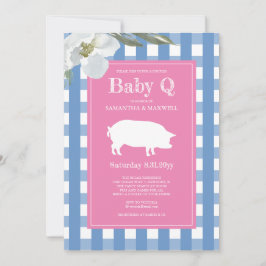 Baby shower van Gingham en Pig Baby Q Kaart