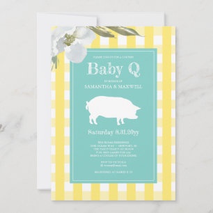 Baby shower van Gingham en Pig Baby Q Kaart