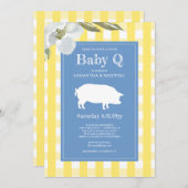 Baby shower van Gingham en Pig Baby Q Kaart (Voorkant / Achterkant)