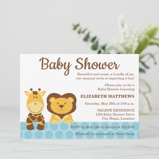 Baby shower van Giraffe- en luimvee Kaart (Staand voorkant)