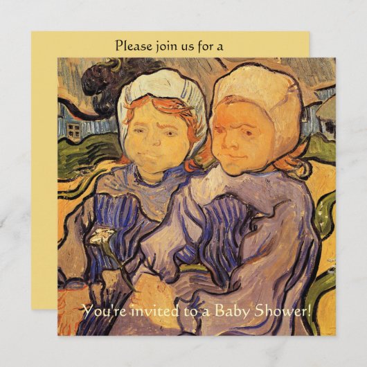 Baby shower, Van Gogh, twee kinderen Kaart (Voorkant / Achterkant)