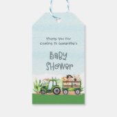 Baby shower van groene tractorboys voor landbouwhu cadeaulabel (Achterkant)
