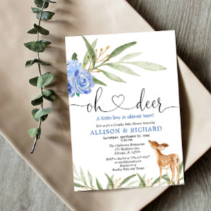 Baby shower van herenherten met blauwe groen paren kaart