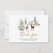 Baby shower van herten van bosgebieden bedankt kaart (Voorkant)