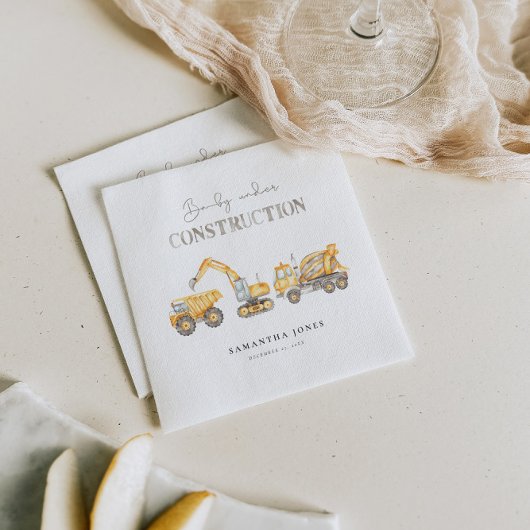 Baby shower van het bouwthema servet