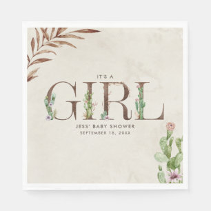 Baby shower van het ledermeisje van Floral Cactus Servet