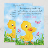 Baby shower van het meisje met de luiak en vlinder kaart (Voorkant / Achterkant)