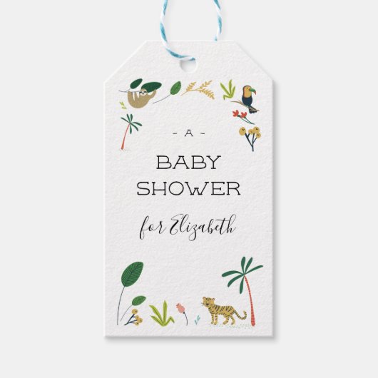 Baby shower van het Oerwoud Cadeaulabel (Voorkant)