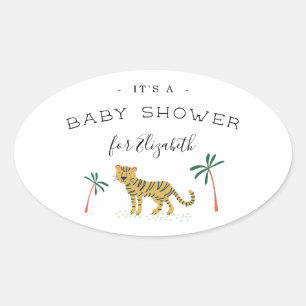 Baby shower van het Oerwoud Ovale Sticker